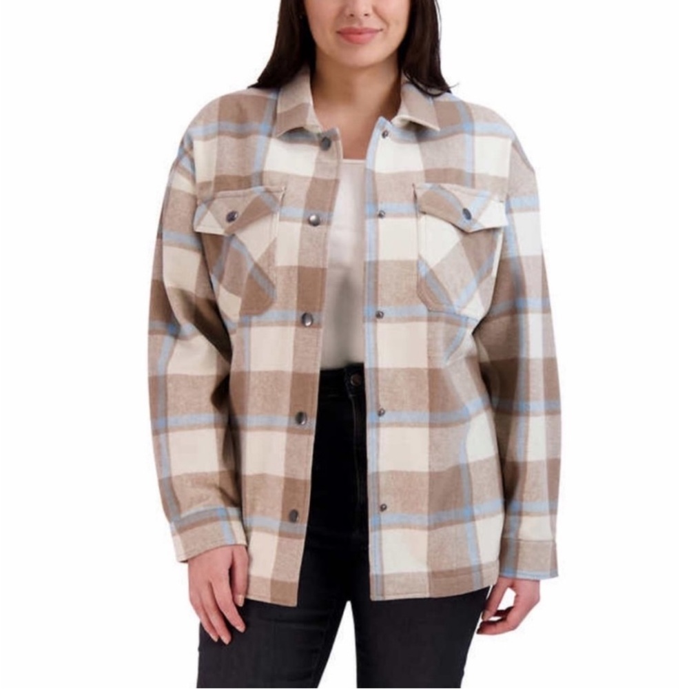 HFX Ladies’ Shirt Jacket Relaxed Fit Warm Shell Blue/Tan Large Sz XL